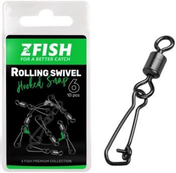 Zfish obratlík s karabínkou rolling swivel a hooked snap 10 ks - veľkosť 10 nosnosť 21 kg