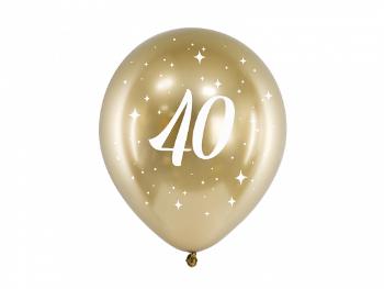 PartyDeco Latexové balóniky - zlaté číslo 40 6 ks