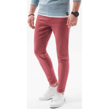 Ombre  Džínsy Slim Pánske riflové nohavice - červená P1058  viacfarebny