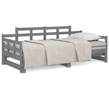 Výsuvná posteľ sivá masívna borovica 2× (90 × 190) cm, 820354