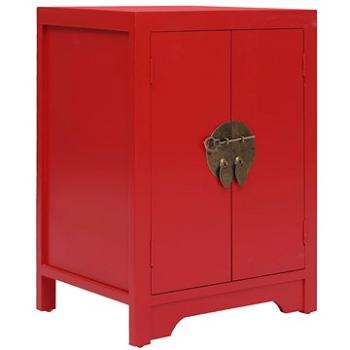 Nočný stolík, červený, 38 x 28 x 52 cm, drevo paulovnia (284074)