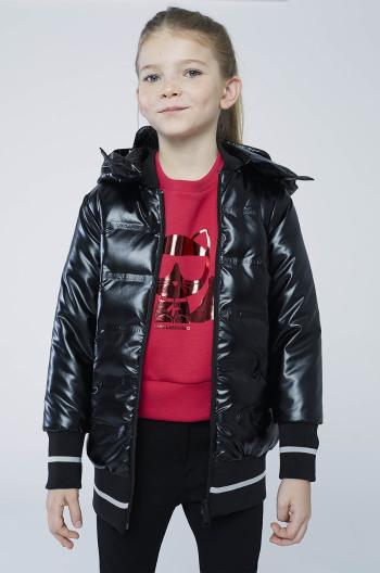 Detská obojstranná bunda Karl Lagerfeld čierna farba