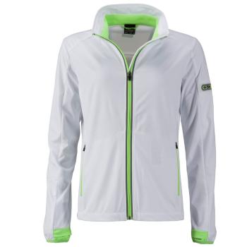 James & Nicholson Dámska športová softshellová bunda JN1125 - Bielo-žiarivo zelená | M