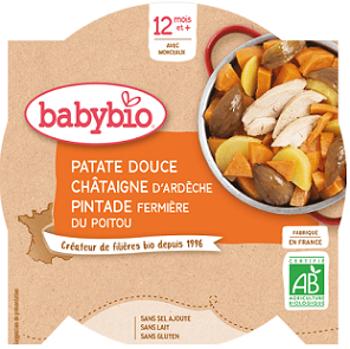 Babybio menu sladké zemiaky s gaštanovým pyré a farmárskou perličkou 230 g
