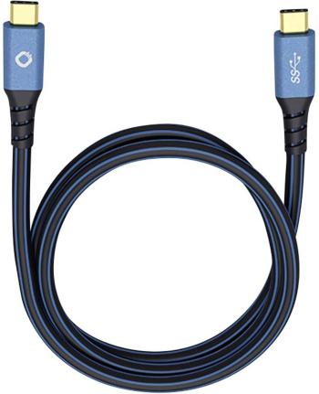 USB 3.0 prepojovací kábel [1x USB-C ™ zástrčka - 1x USB-C ™ zástrčka] 3.00 m modrá pozlátené kontakty Oehlbach USB Plus
