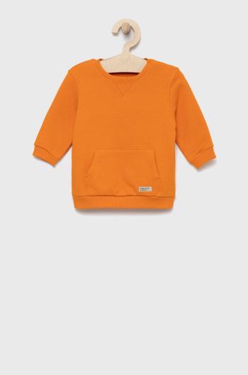 Detská bavlnená mikina United Colors of Benetton oranžová farba, jednofarebná