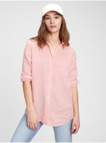 Košeľa linen boyfriend shirt Ružová
