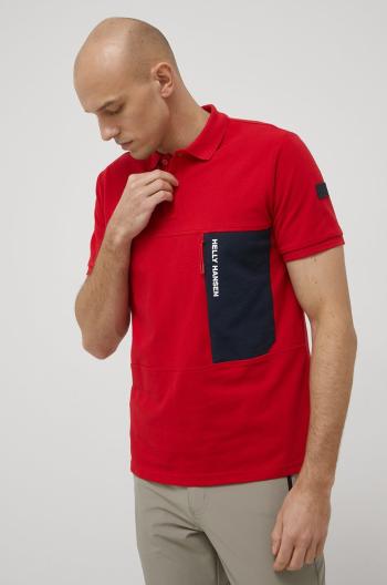 Bavlnené polo tričko Helly Hansen červená farba, s potlačou
