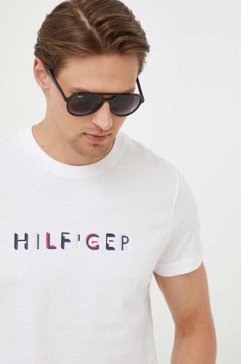 Bavlnené tričko Tommy Hilfiger biela farba, s potlačou