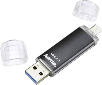Hama FlashPen "Laeta Twin" USB pamäť pre smartphone a tablet  čierna 64 GB USB 3.2 Gen 1 (USB 3.0), micro USB 2.0