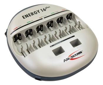 Ansmann Energy 16 plus nabíjačka na okrúhle akumulátory NiCd, NiMH micro (AAA), mignon (AA), baby (C), mono (D), 9 V blo