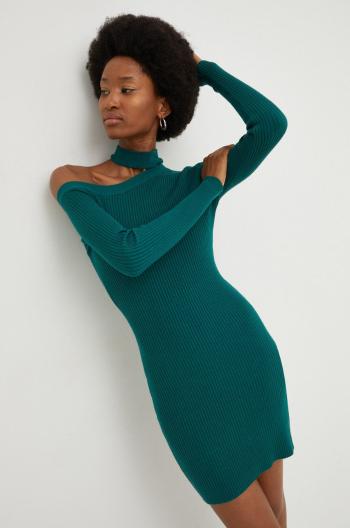 Šaty Answear Lab zelená farba, mini, priliehavá