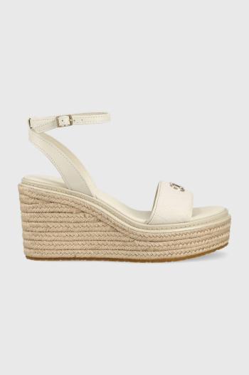 Sandále Calvin Klein WEDGE 50HH W/HW - JQ dámske, béžová farba, na kline, HW0HW01490