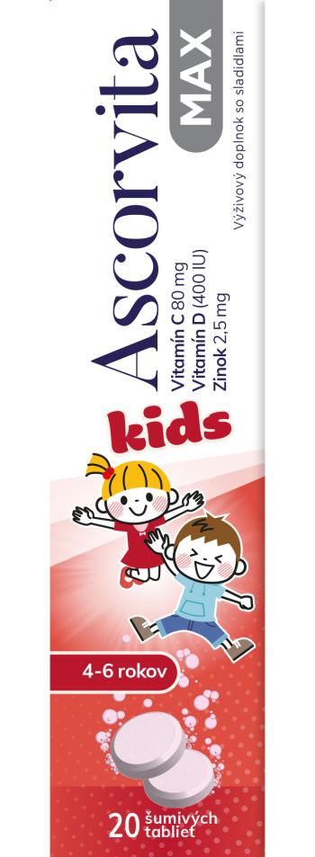 Dr. Theiss Ascorvita MAX kids vitamín C, D a zinok 20 šumivých tabliet