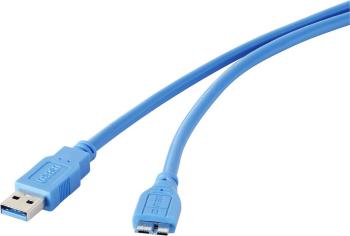 USB 3.0 prepojovací kábel [1x USB 3.0 zástrčka A - 1x micro USB 3.0 zástrčka B] 1.80 m modrá pozlátené kontakty Renkforc