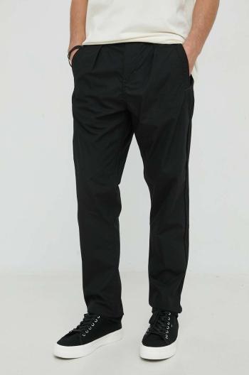 Bavlnené nohavice G-Star Raw pánske, čierna farba, rovné