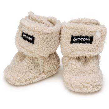 T-TOMI TEDDY Booties Cream detské capačky 3-6 months 1 ks