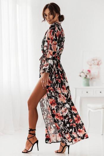 Kvetované maxi šaty s rozparkom Lejla