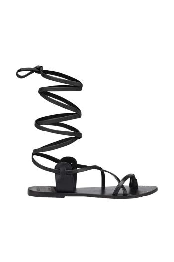 Kožené sandále Manebi Tie-Up Leather Sandals dámske, čierna farba, L 7.0 Y0