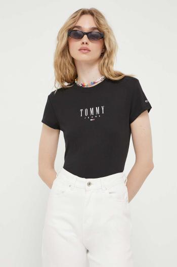 Tričko Tommy Jeans dámsky, čierna farba