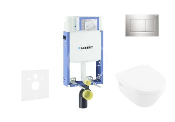 GEBERIT - Kombifix Modul na závesné WC s tlačidlom Sigma30, lesklý chróm/chróm mat + Villeroy Boch - WC a doska, DirectFlush, SoftClose, CeramicPlus 110.302.00.5 NB6