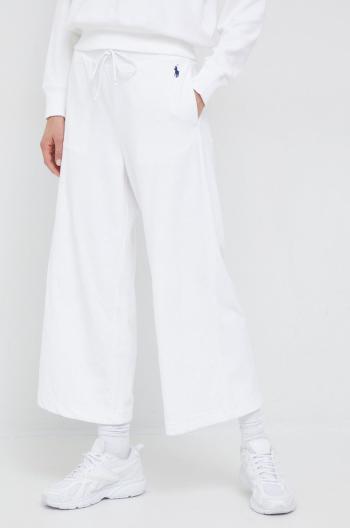 Tepláky Polo Ralph Lauren dámske, biela farba, jednofarebné