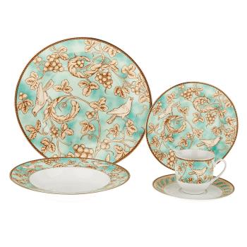 TEMPO-KONDELA DONATELLA TURQUOISE, jedálenská súprava, set 20 ks, porcelán