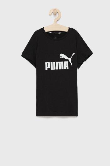 Detské bavlnené tričko Puma 587029 čierna farba