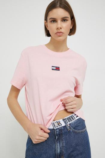 tričko Tommy Jeans dámsky, ružová farba