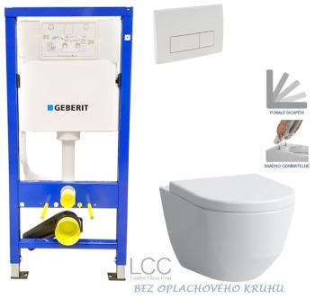 GEBERIT DuofixBasic s bielym tlačidlom DELTA51 + WC LAUFEN PRO LCC RIMLESS + SEDADLO 458.103.00.1 51BI LP2