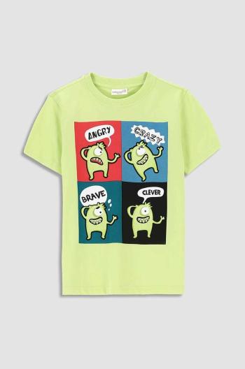 Detské bavlnené tričko Coccodrillo zelená farba, s potlačou