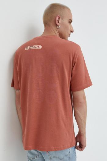 Bavlnené tričko adidas Originals hnedá farba, s potlačou