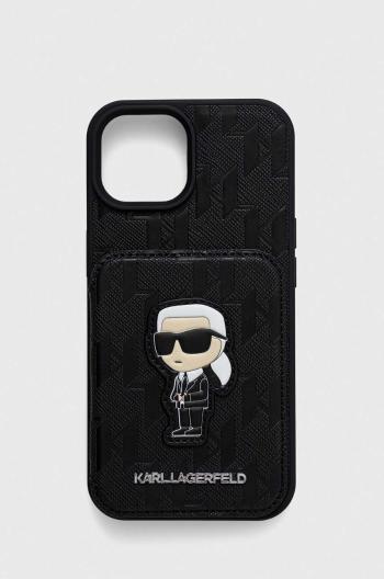 Puzdro na mobil Karl Lagerfeld iPhone 15 6.1 čierna farba