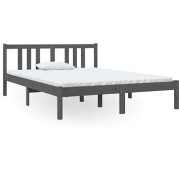 Rám postele sivý masívne drevo 135 × 190 cm Double, 814861
