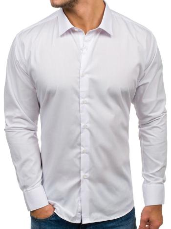 Biela pánska elegantá košeľa s dlhými rukávmi BOLF TS100