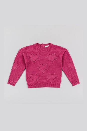Detská mikina zippy ružová farba, jednofarebná