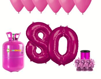HeliumKing Hélium párty set na 80. narodeniny s ružovými balónmi