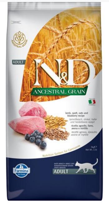 Farmina N&D cat AG adult, lamb, spelt, oats & blueberry granule pre mačky 5kg