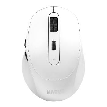 Marvo Myš WM106W WH, 1600DPI, Bluetooth a 2,4GHz, optika, 6tl., bezdrôtová, biela, vstavaná batéria, kancelárska, tichá, DUAL-MODE