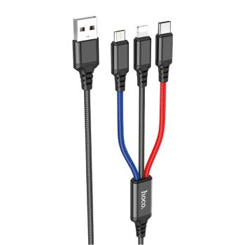 Multifunkčný - 1m Kábel s Lightning, Type-C a micro USB konektormi - Multifarebná KP30116