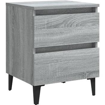 SHUMEE Nočný stolík s kovovými nohami sivý sonoma 40 × 35 × 50 cm, 813130