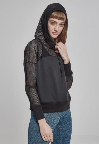 Urban Classics Ladies Mesh Hoody black - XS