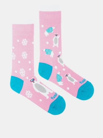 Ružové vzorované ponožky Fusakle Snowflake méďa