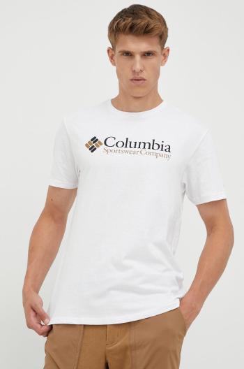 Tričko Columbia pánska, biela farba, s potlačou