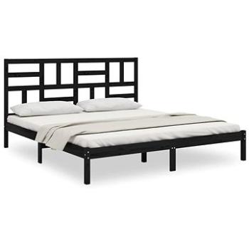 Rám postele čierny masívne drevo 200 × 200 cm, 3105974