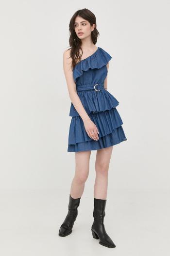 Rifľové šaty Liu Jo tmavomodrá farba, mini, áčkový strih