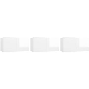 SHUMEE závesná 3 ks biela s vysokým leskom 60 × 30 × 30 cm (804528)