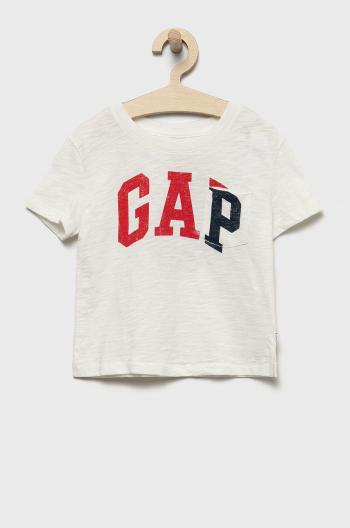 Detské bavlnené tričko GAP biela farba,