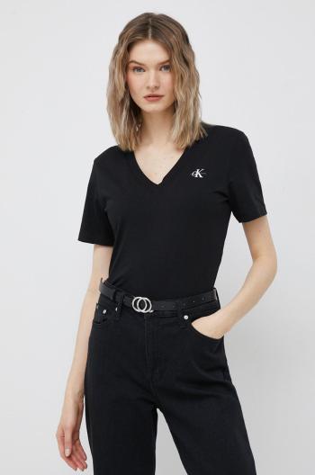 Bavlnené tričko Calvin Klein Jeans čierna farba,