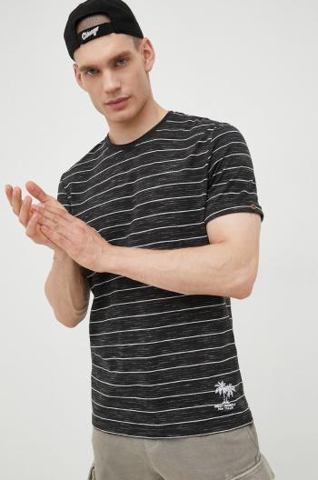 Tričko Tom Tailor pánske, čierna farba, vzorované